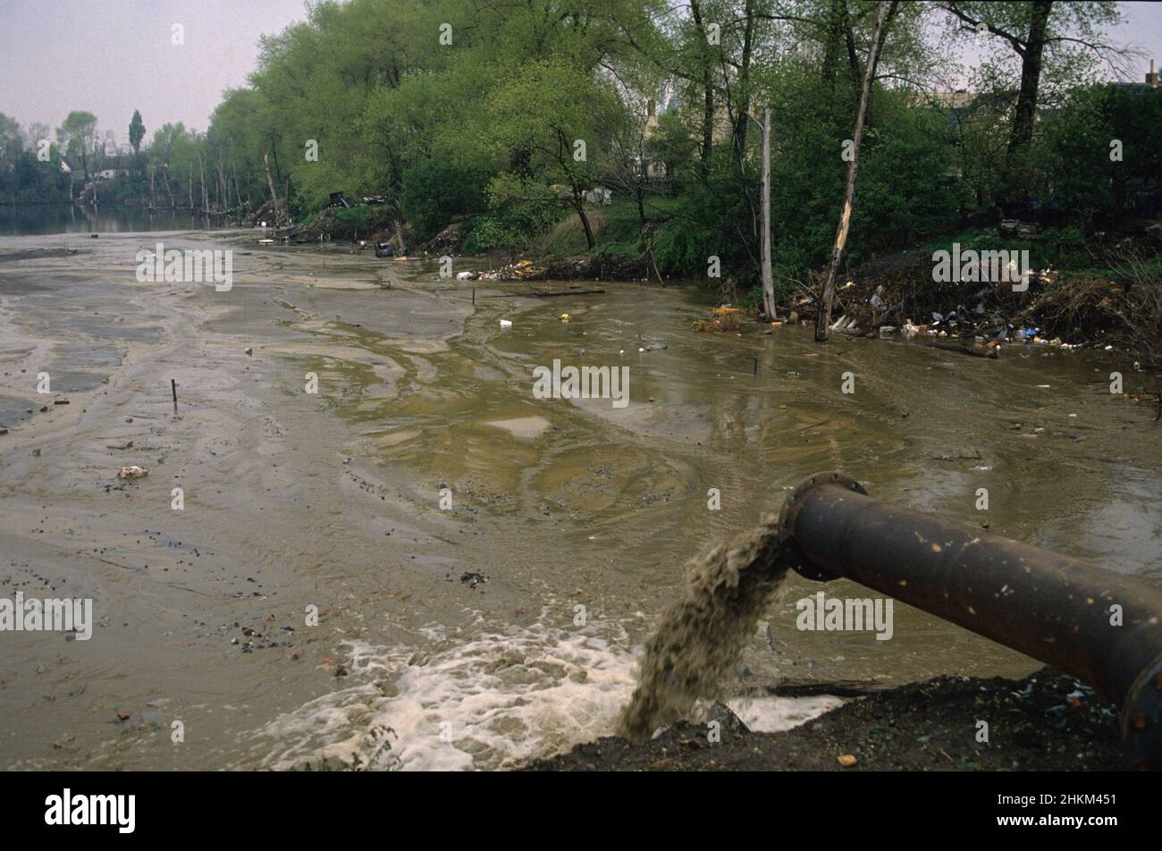 germany ex RDA pollution chimical products  lake silbersee april 1991 Stock Photo