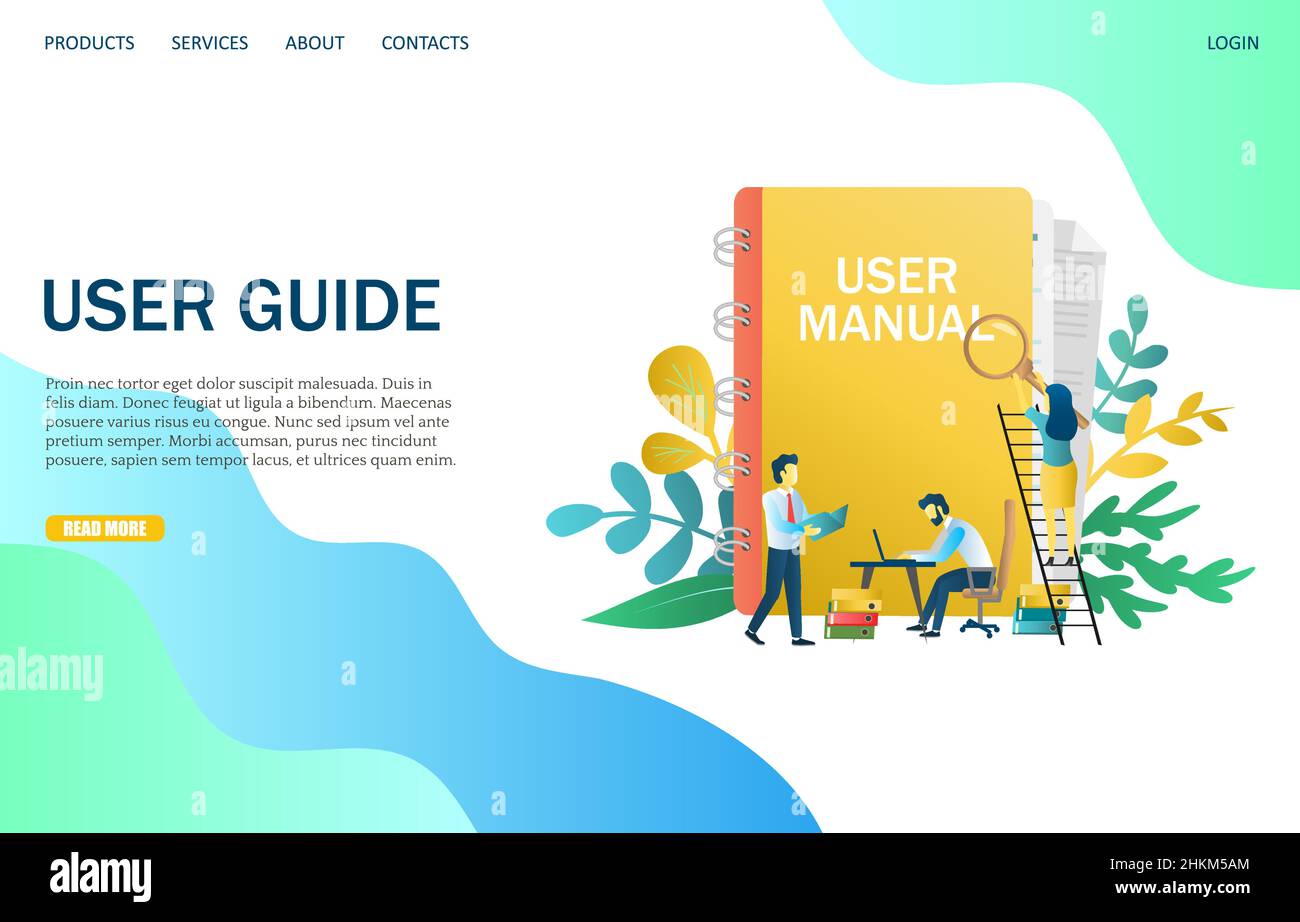 User guide vector website landing page design template Stock Vector