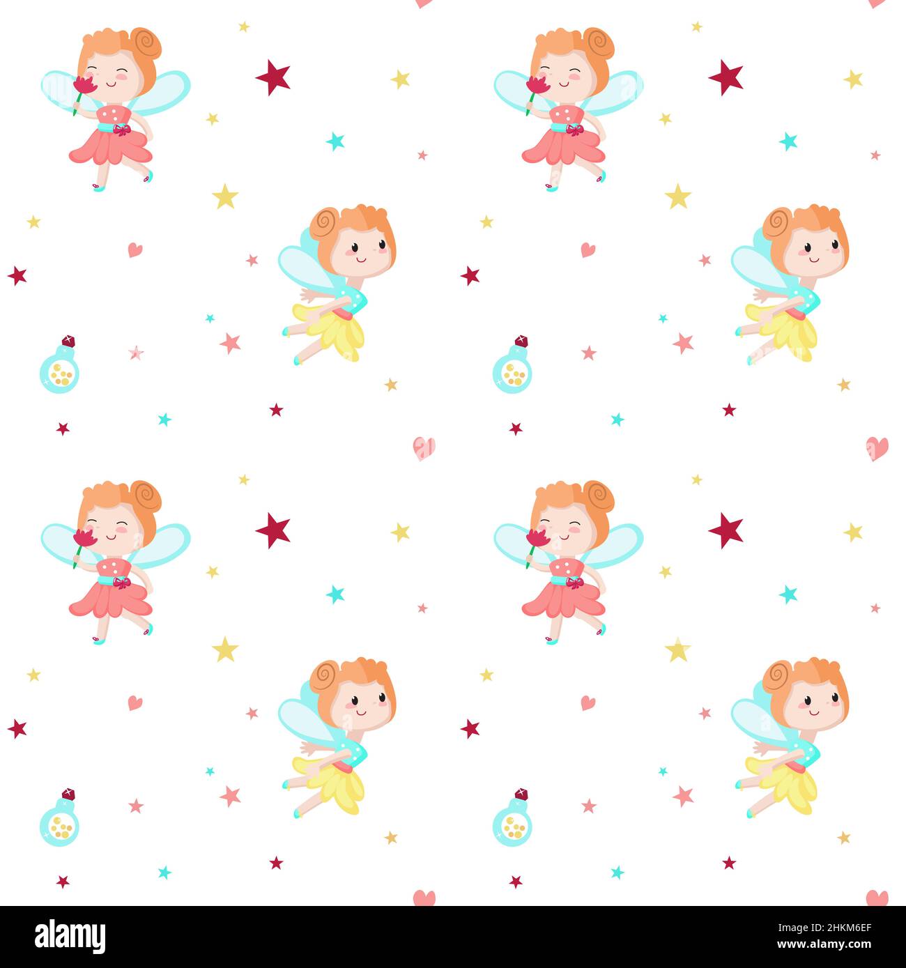 Vector seamless pattern with cute little fairies Stock Vector Image ...