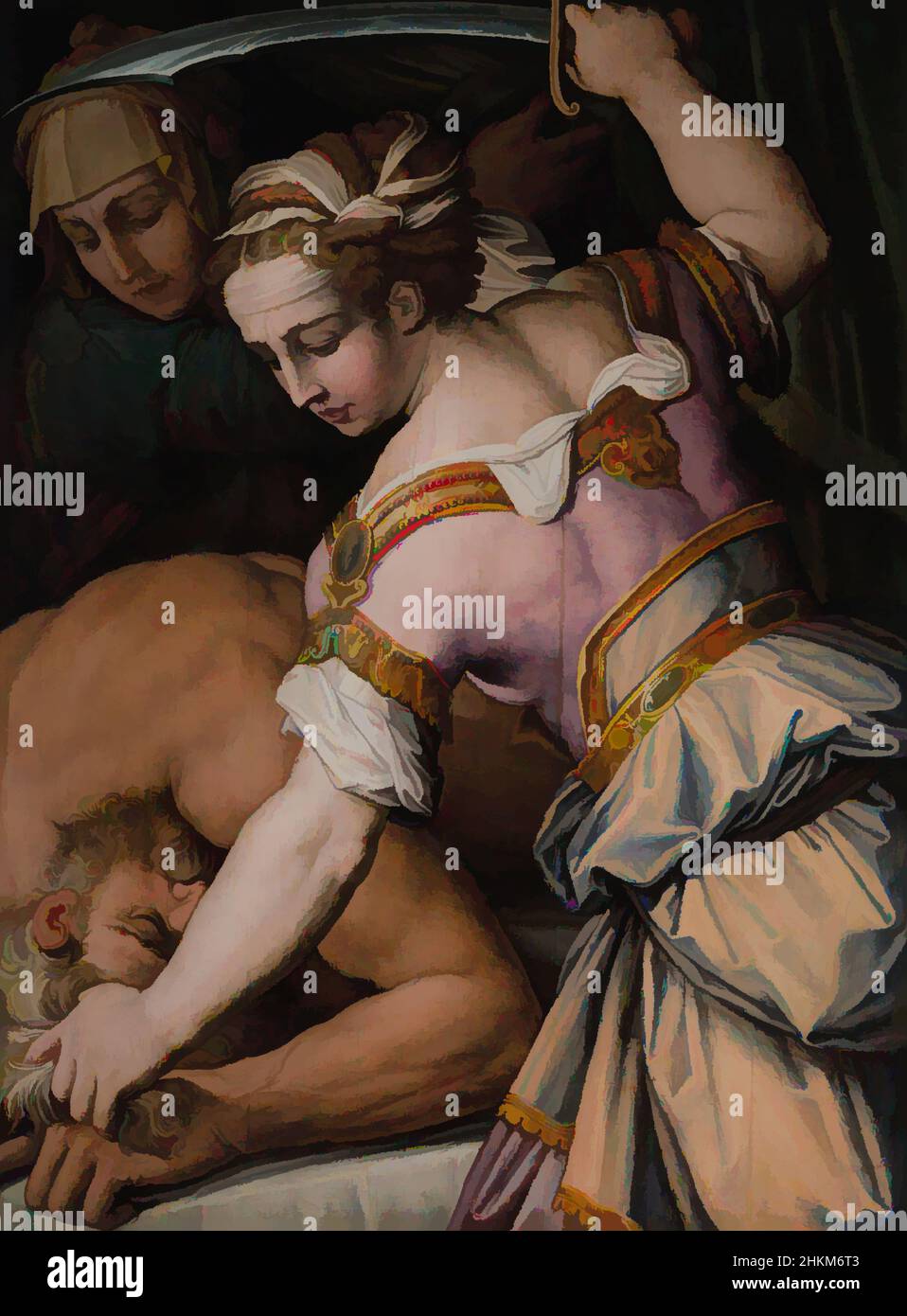 Art inspired by Judith and Holofernes, Giorgio Vasari, Italian, 1511-1574, c.1554, Oil on panel, Made in Italy, Europe, Paintings, 42 1/2 x 31 3/8 in. (108 x 79.7 cm, Classic works modernized by Artotop with a splash of modernity. Shapes, color and value, eye-catching visual impact on art. Emotions through freedom of artworks in a contemporary way. A timeless message pursuing a wildly creative new direction. Artists turning to the digital medium and creating the Artotop NFT Stock Photo