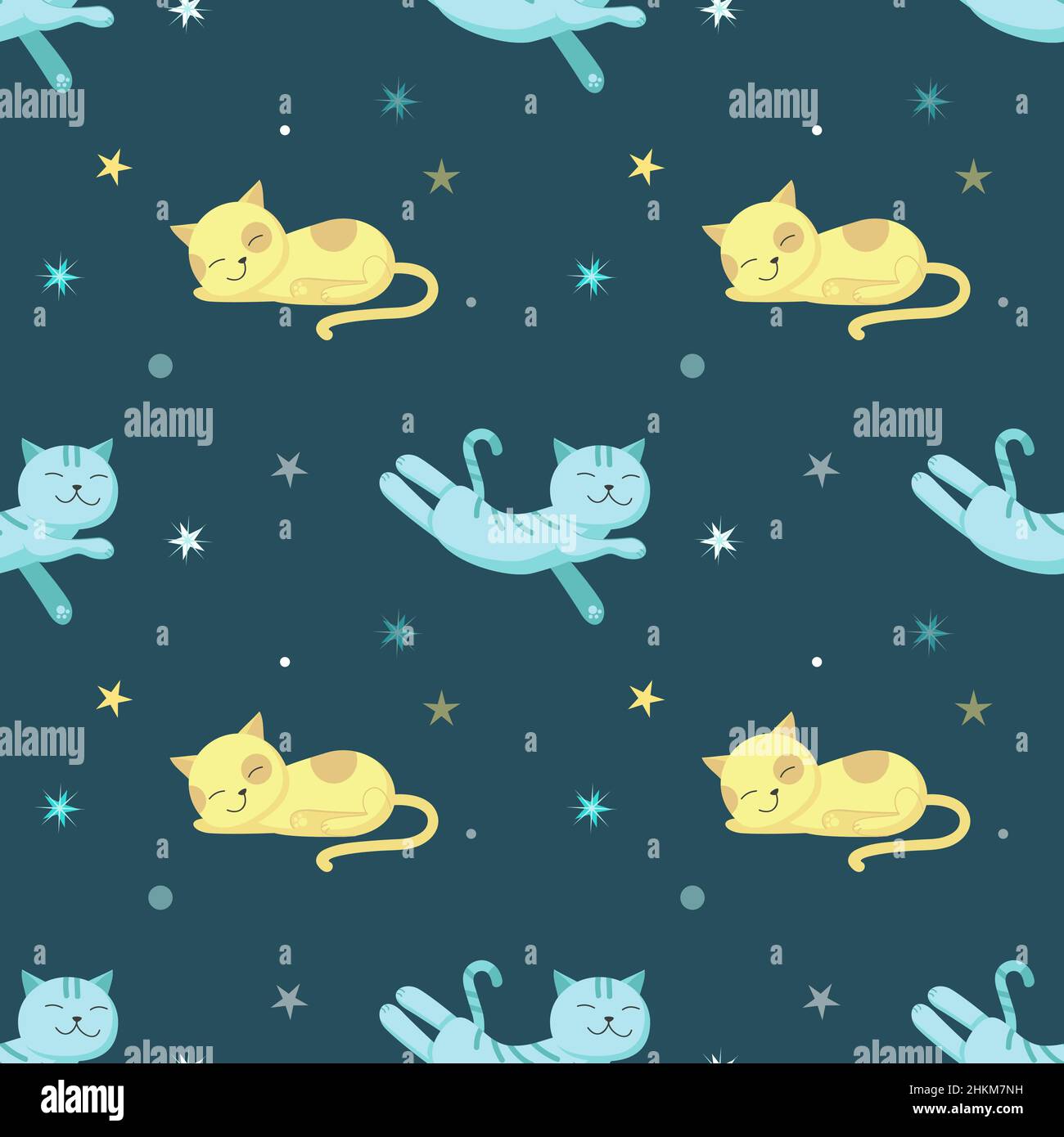 Vector seamless pattern with cute sleeping cats Stock Vector Image ...