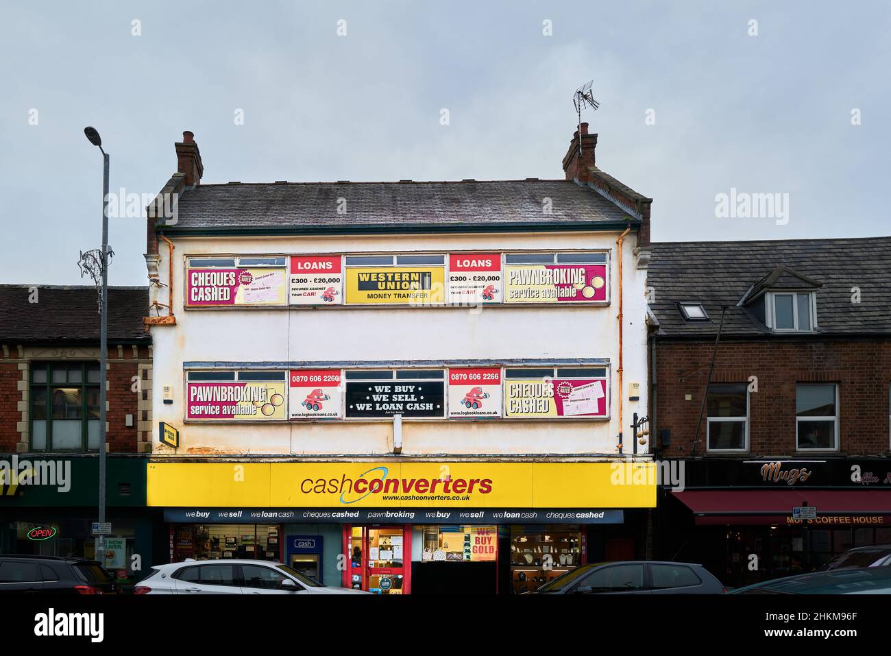 Pawnbroker shop in the town centre of Kettering, England. Stock Photo