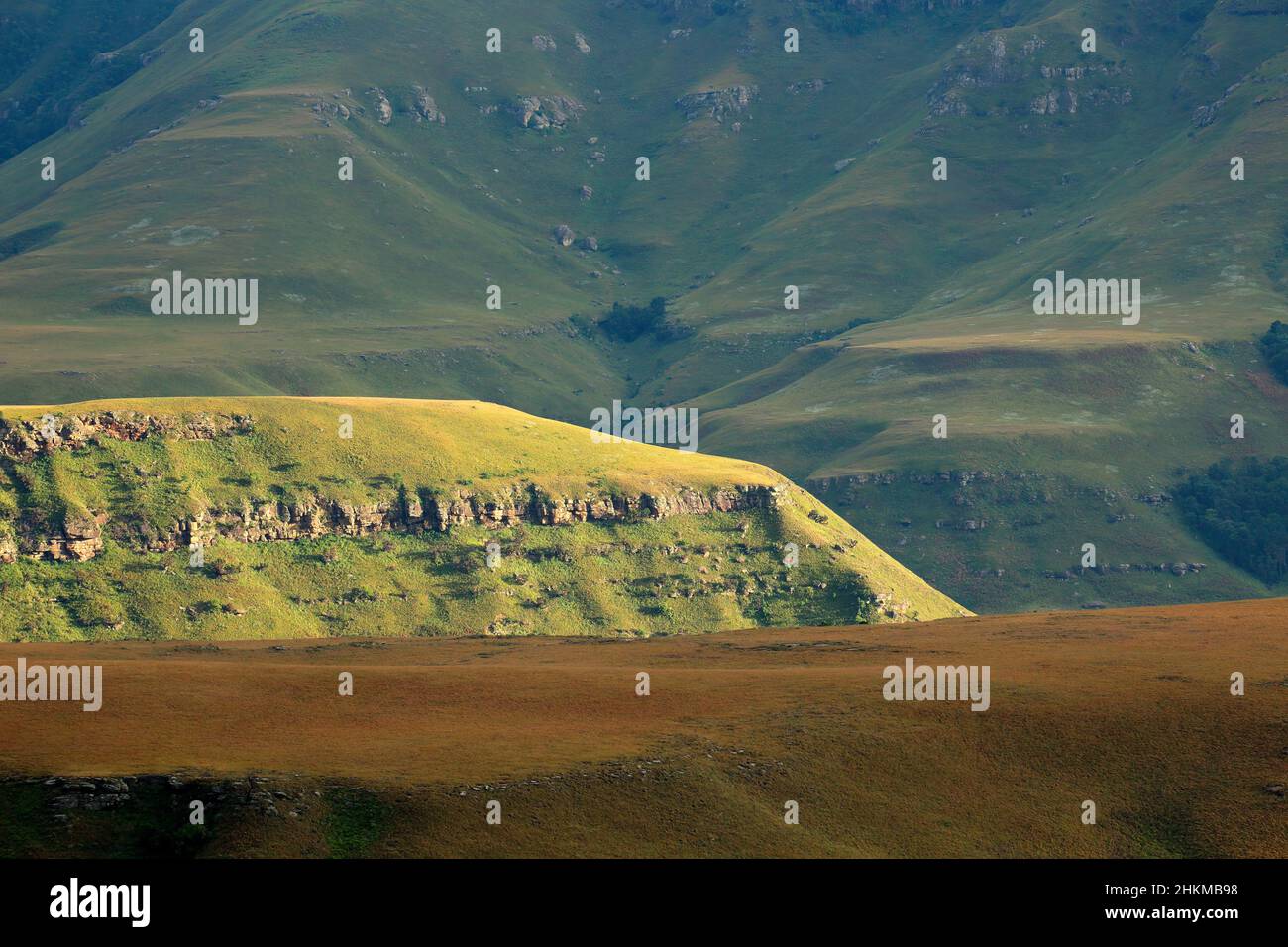 Scenic drakensberg mountain landscape, Giants Castle nature reserve, South Africa Stock Photo