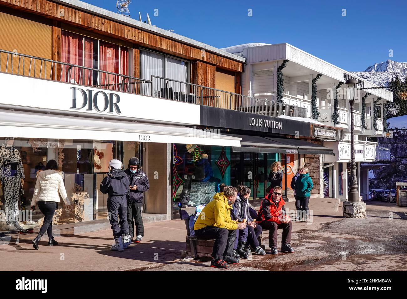 Einkaufsmeile, Dior, Louis Vuitton, Courchevel, Departement Savoie, Frankreich Stock Photo