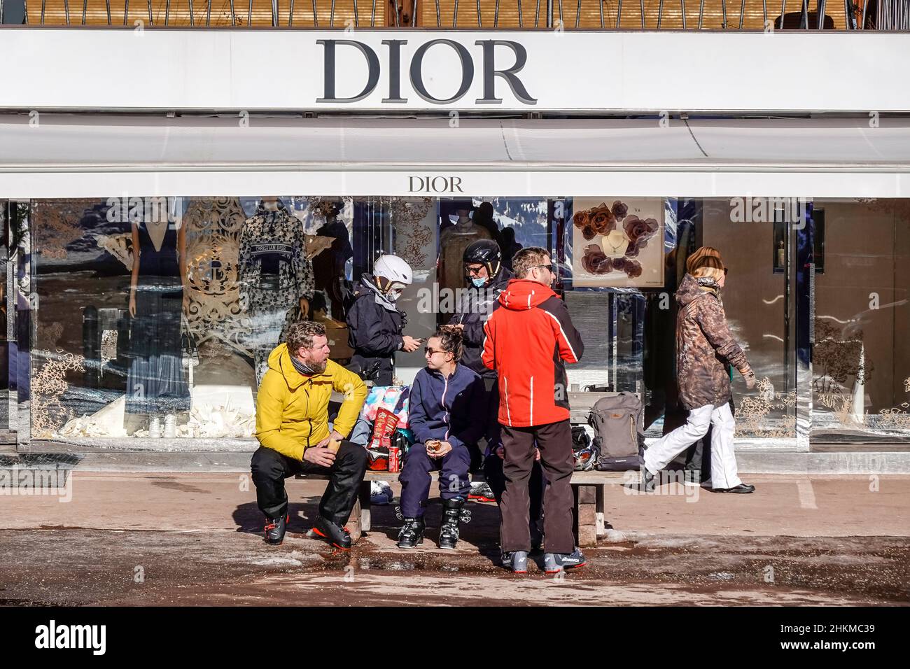 Einkaufsmeile, Dior, Courchevel, Departement Savoie, Frankreich Stock Photo