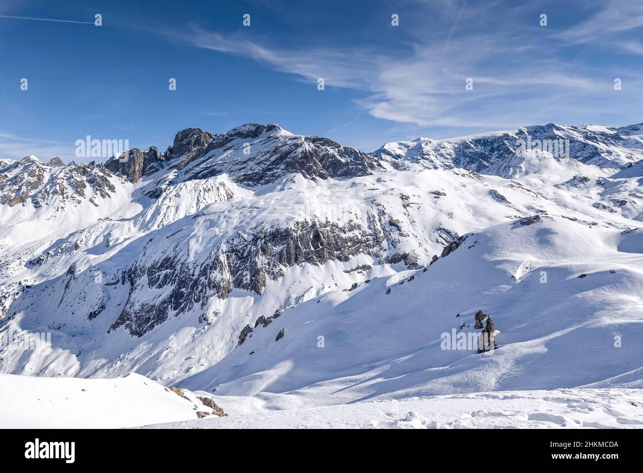 Bergwelt bei Couchevel Moriond, Vallee de Courchevel, Departement Savoie, Frankreich Stock Photo