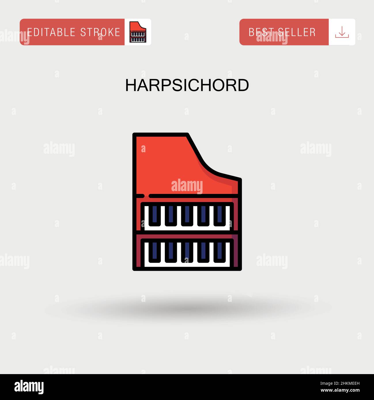 Harpsichord Simple vector icon. Stock Vector