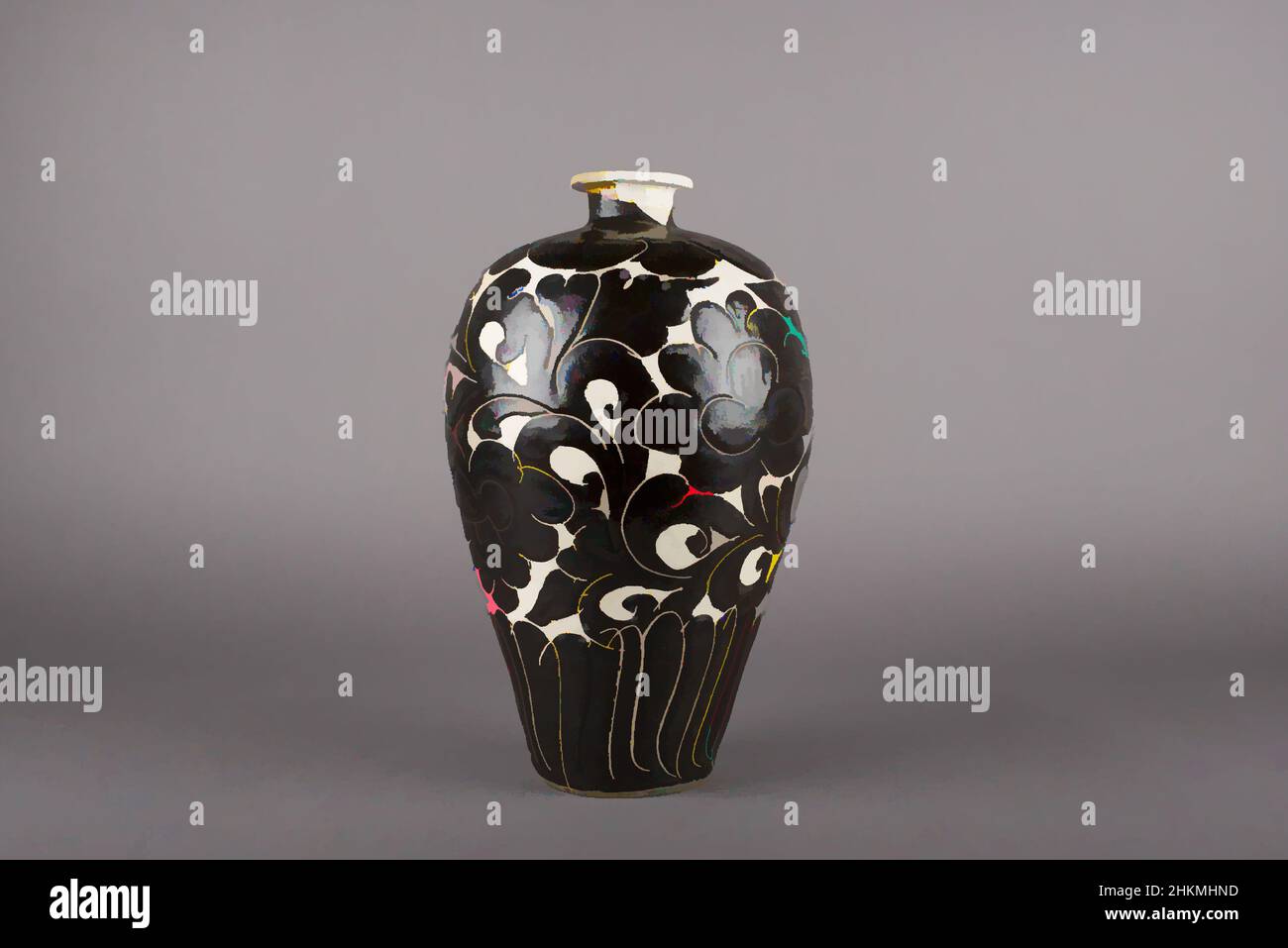 Black Glazed Stoneware Urn From Hebei - 19th Century Black Glazed Stoneware Urn From Hebei - 19th Century