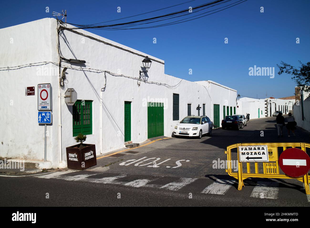 pedestrian zone calle santo domingo Teguise Lanzarote Canary Islands Spain Stock Photo