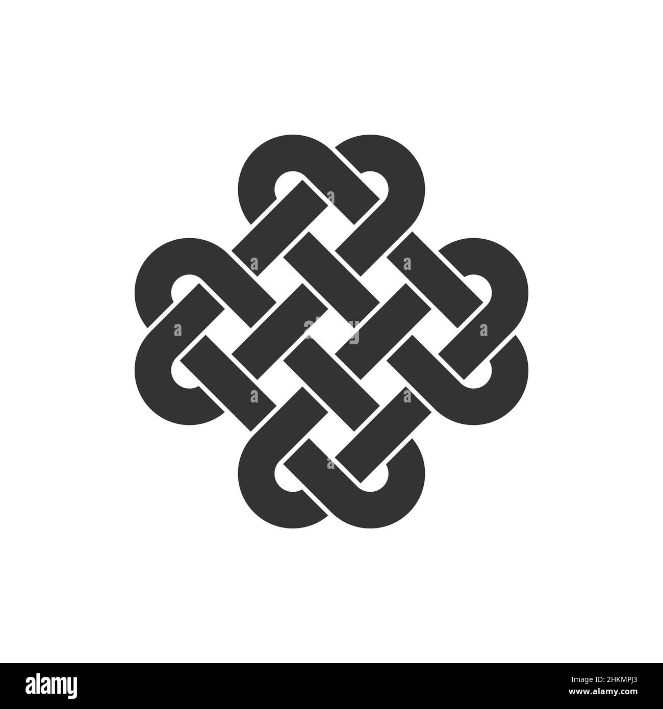 Ancient celtic knot icon. Interlaced loops as a symbol of eternity. Quadruple Solomon's knot. Decorative endless intertwined motif. Infinity idea. Stock Vector