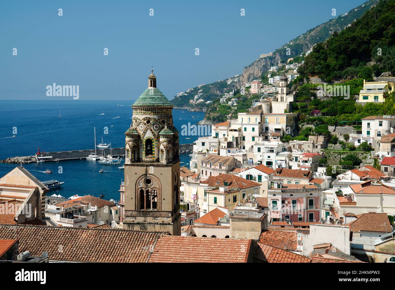 cathedral tower,Amalfi,Campania,Italy,Europe Stock Photo