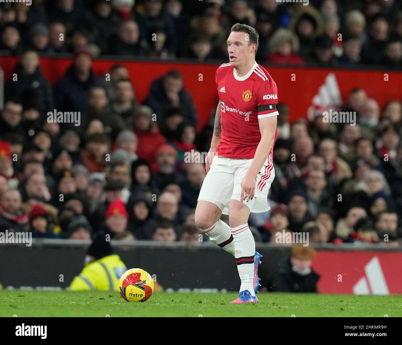 Manchester, UK. 4th February 2022. Phil Jones of Manchester United during the Emirates FA Cup match at Old Trafford, Manchester. Picture credit should read: Andrew Yates / Sportimage Stock Photo