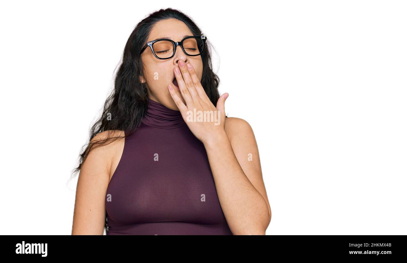 Young Woman No Bra Sleeping While Stock Photo 697982830