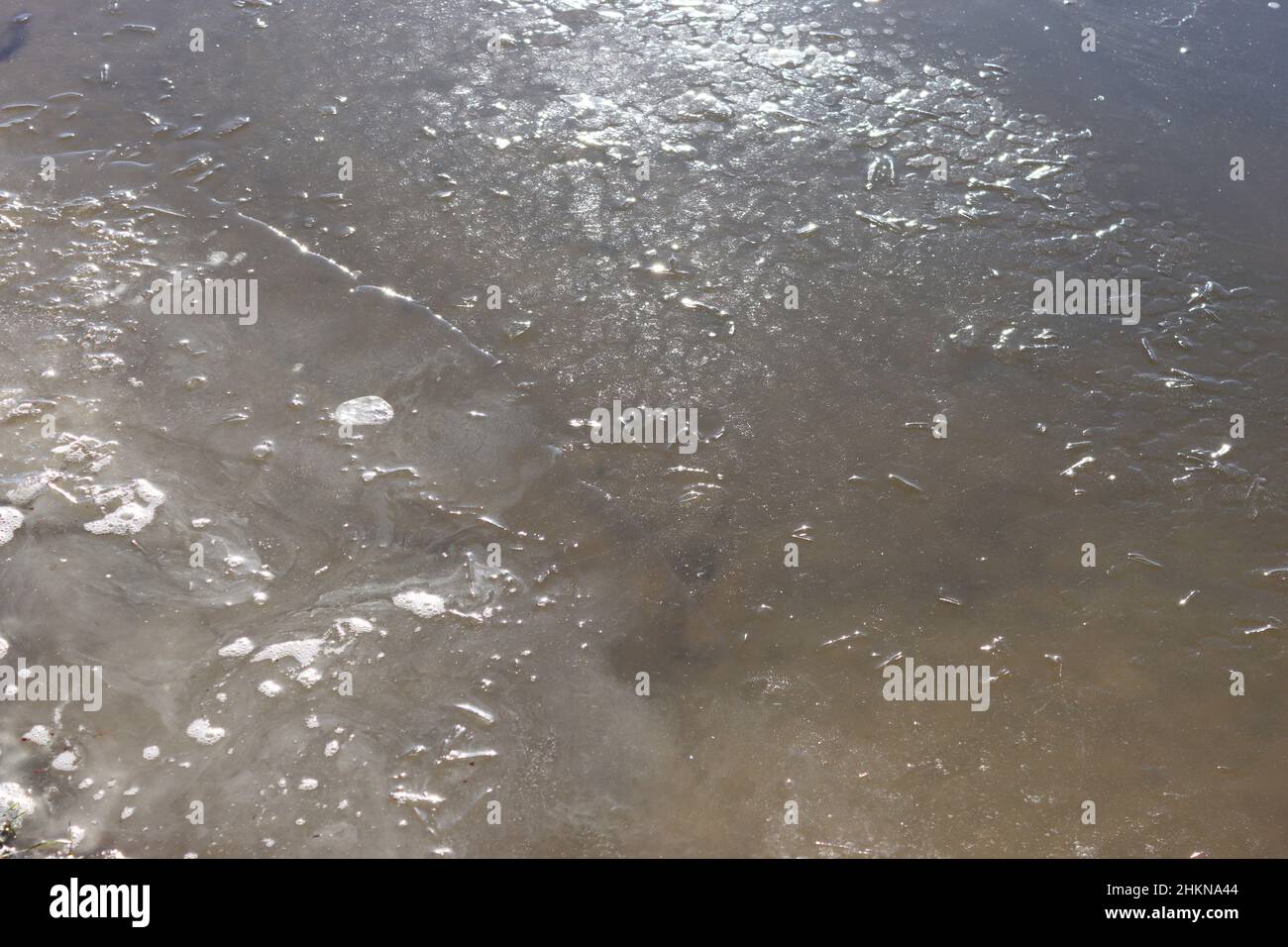 Frozen river. Close up. Detailed Stock Photo