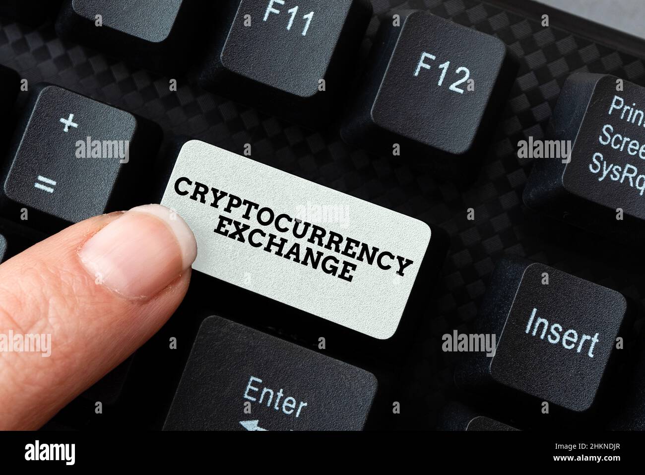 Writing displaying text Cryptocurrency Exchange. Concept meaning allow  client to trade digital money for other assets Filling Up Online  Registration Stock Photo - Alamy