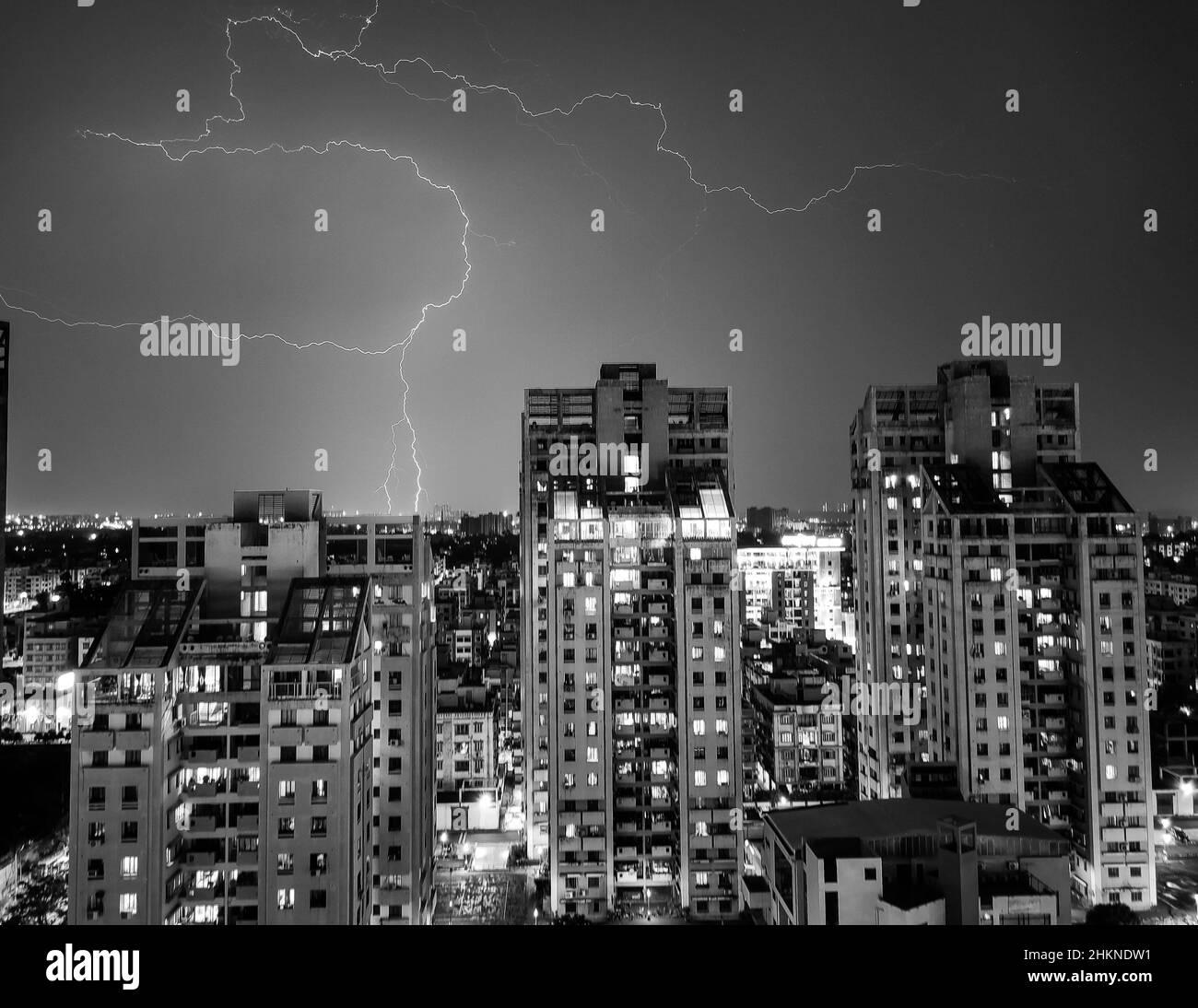 Thunderstorm And City Life Stock Photo Alamy