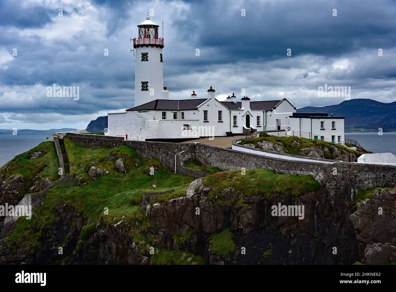 Fanad Head Lighthouse, Donegal, Ireland, voted one of the most beautiful lighthouses in the world. Stock Photo