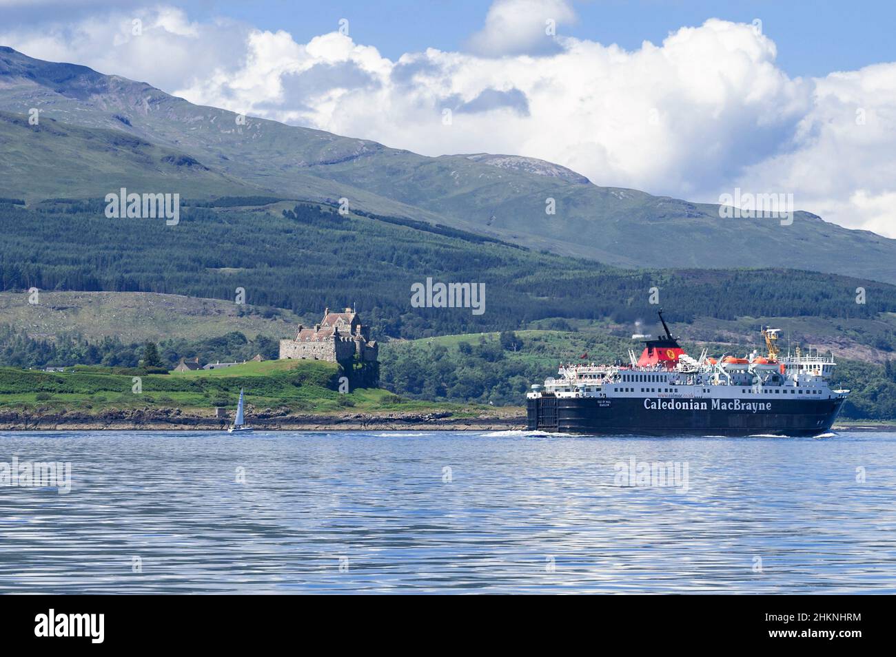 Duart Castle the 13th century castle and seat of Clan MacLean on a headland in the Sound of Mull and Loch Linnhe,Isle of Mull,Inner Hebridies,Scotland Stock Photo