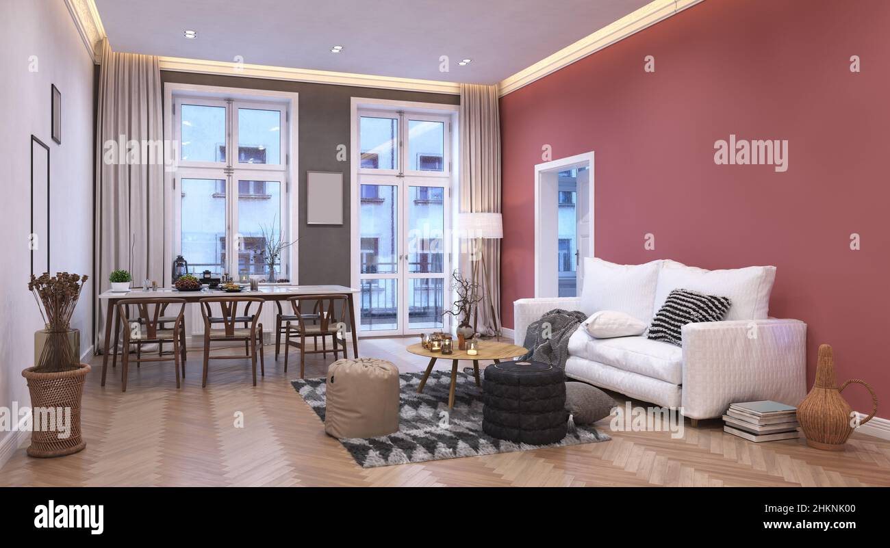 Modern living interior. 3d rendering concept idea Stock Photo - Alamy