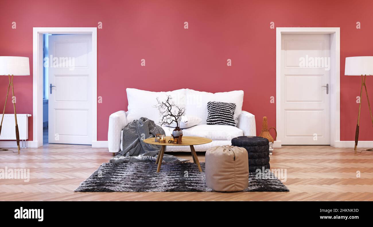 Modern living interior. 3d rendering concept idea Stock Photo - Alamy