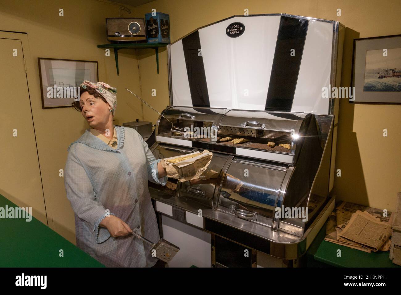 Reconstruction of a typical fish and chip shop in the Grimsby Fishing