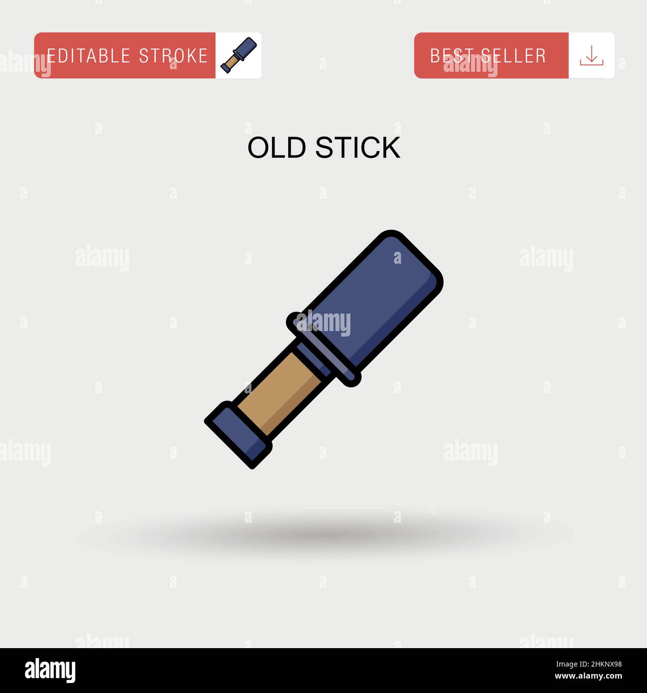 Old stick Simple vector icon. Stock Vector