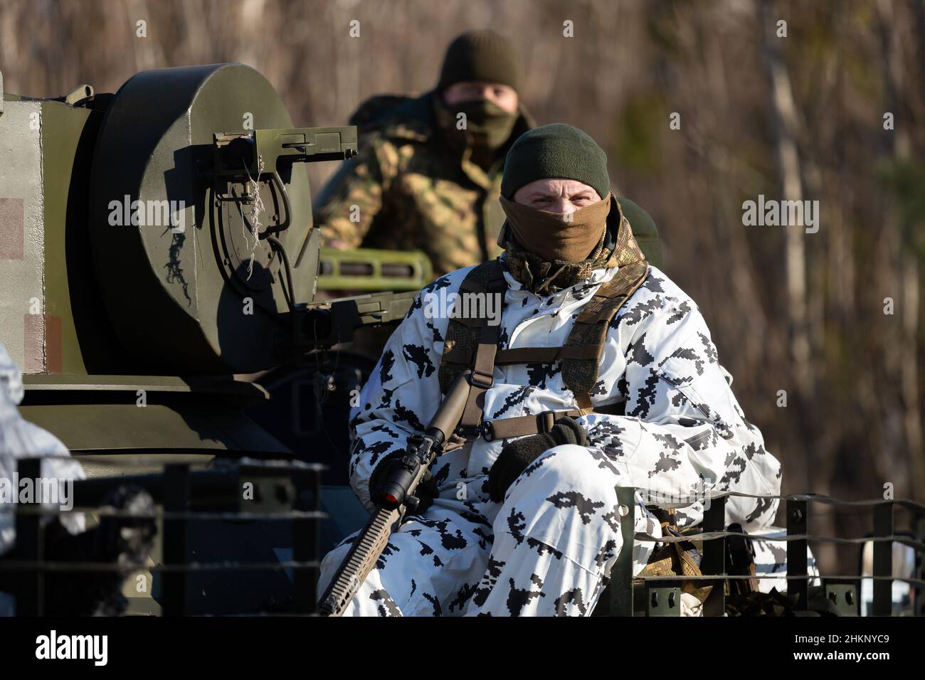 Chernobyl, Ukraine. 4th Feb, 2022. Soldiers of the National Guard Of ...