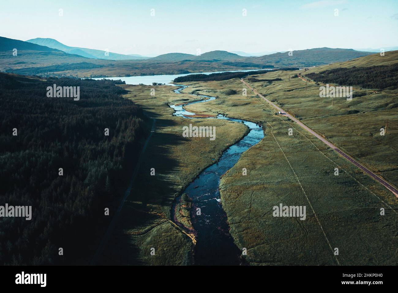 Beautiful shot of a landscape taken on a foggy day in Scotland Stock ...