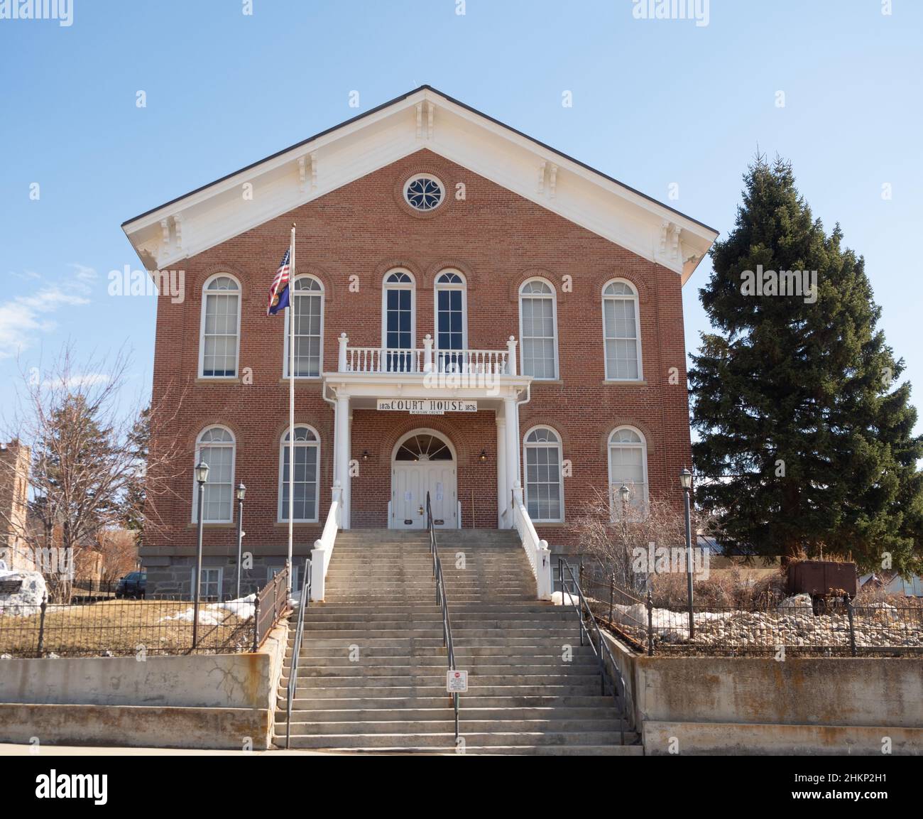 Historic brick Madison County courthouse in Virginia City, Montana, built in 1876. Stock Photo