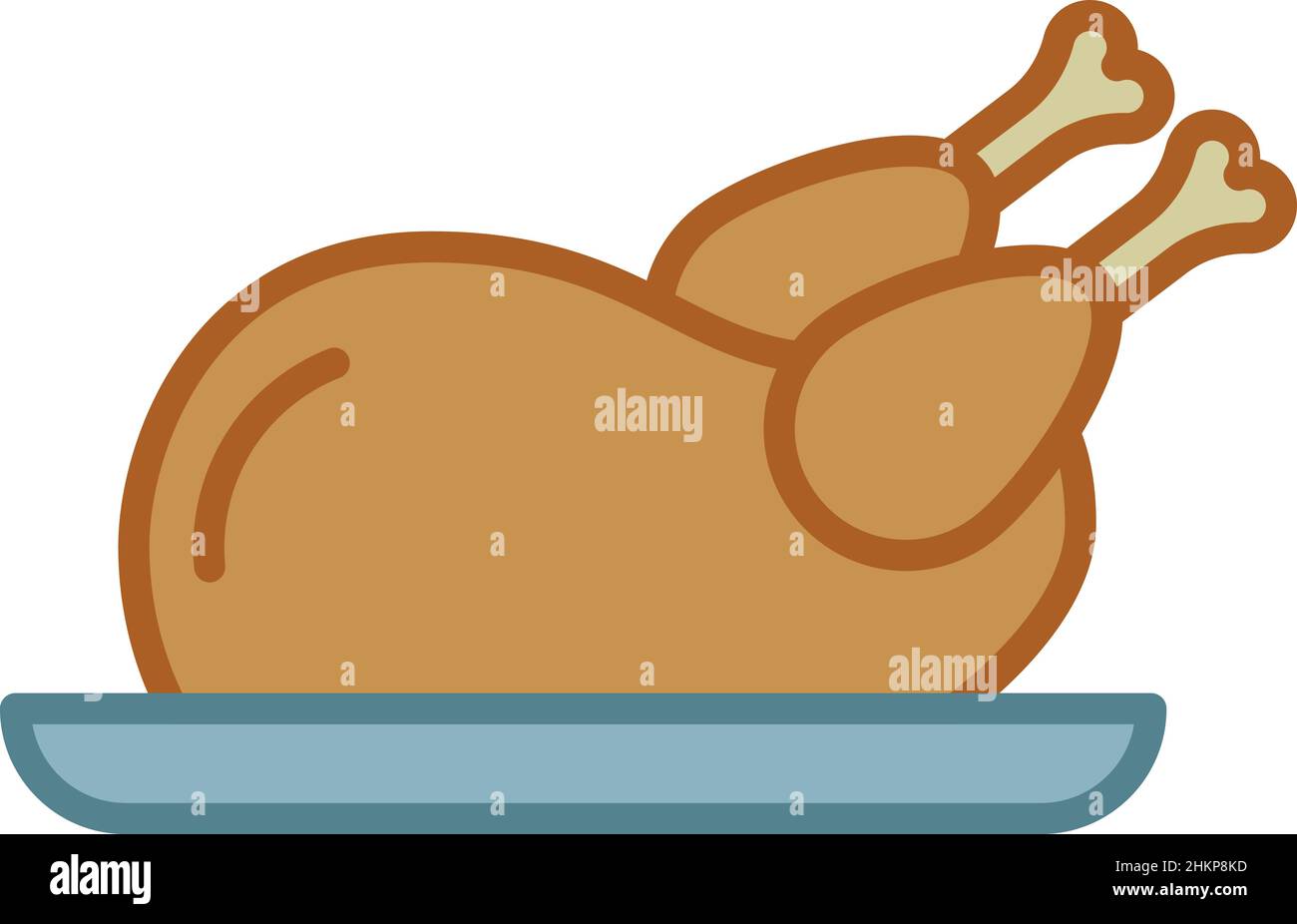 Roast Chicken Filled Outline Icon Vector  Stock Vector