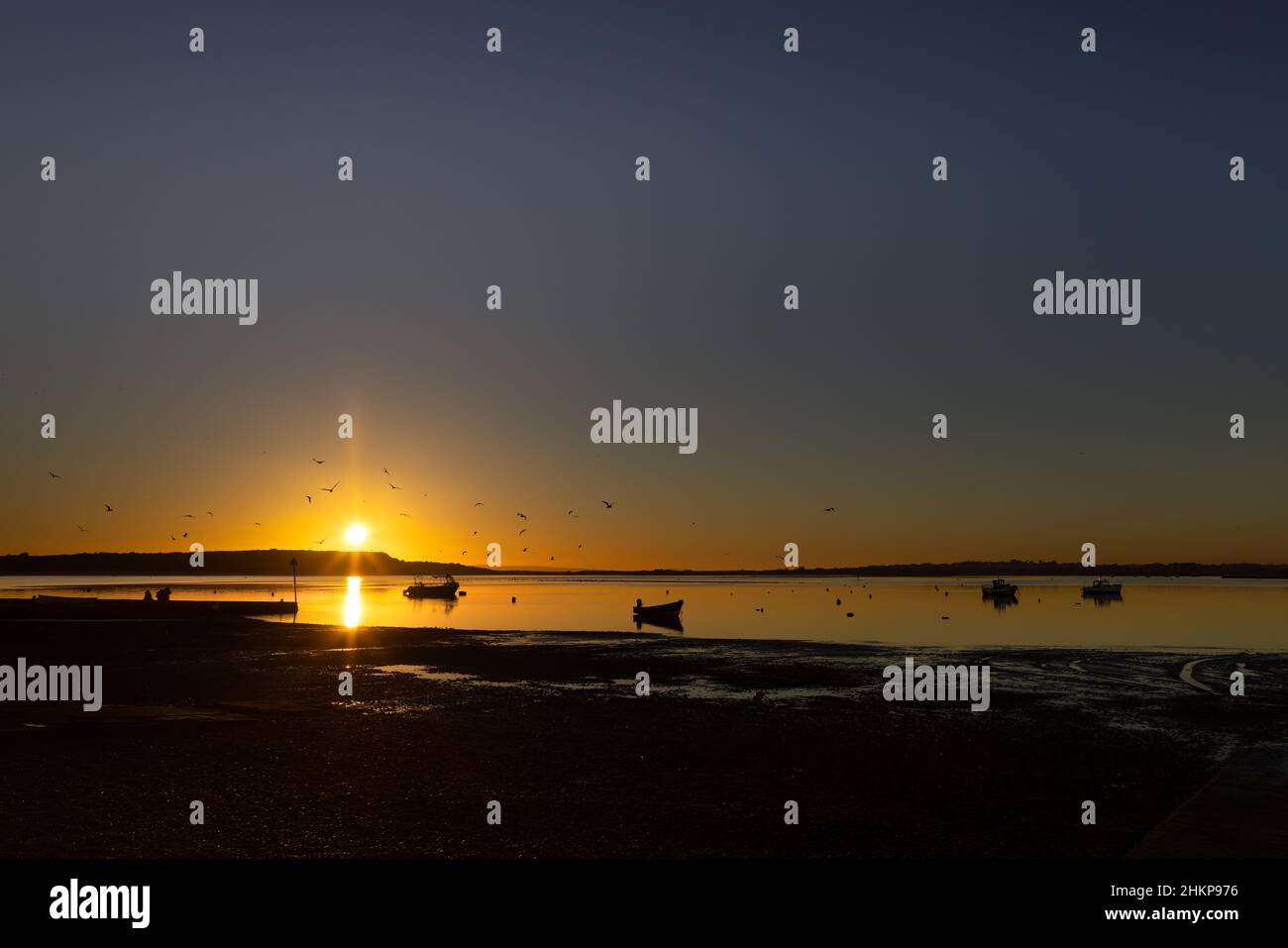 Sunset at Mudeford harbour Stock Photo