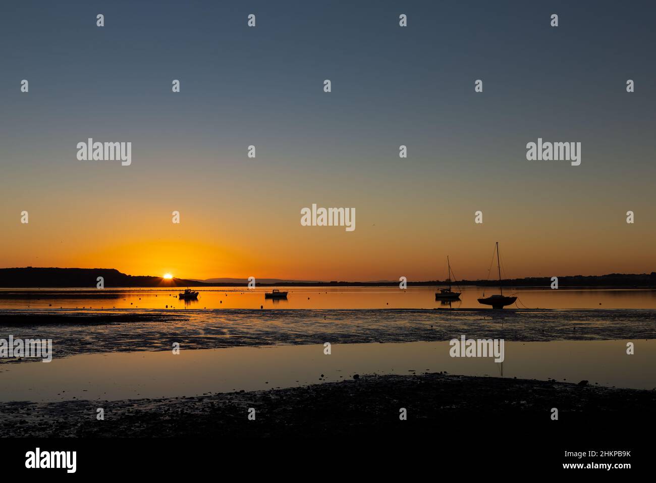 Sunset at Mudeford harbour Stock Photo
