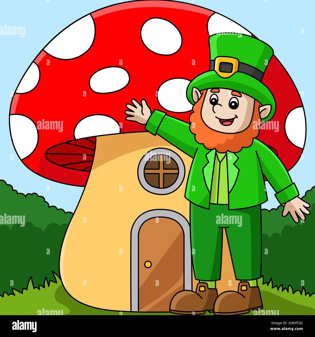 St. Patricks Day Mushroom Cartoon Vector Colored Stock Vector