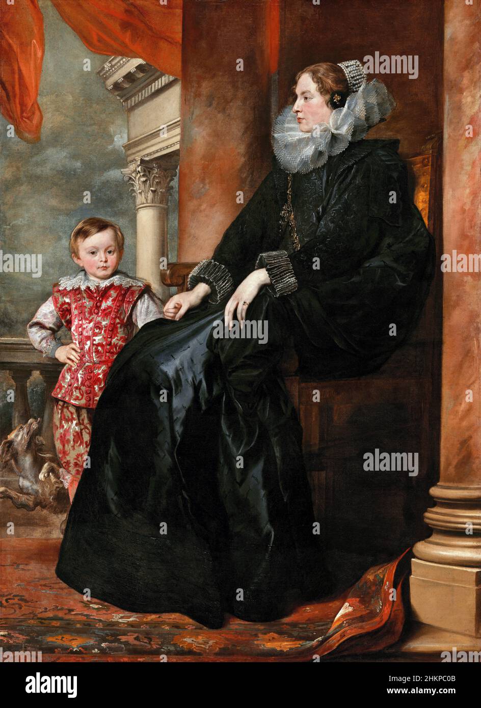 A Genoese Noblewoman and Her Son by Sir Anthony Van Dyck (1599-1641), oil on canvas, c. 1626 Stock Photo