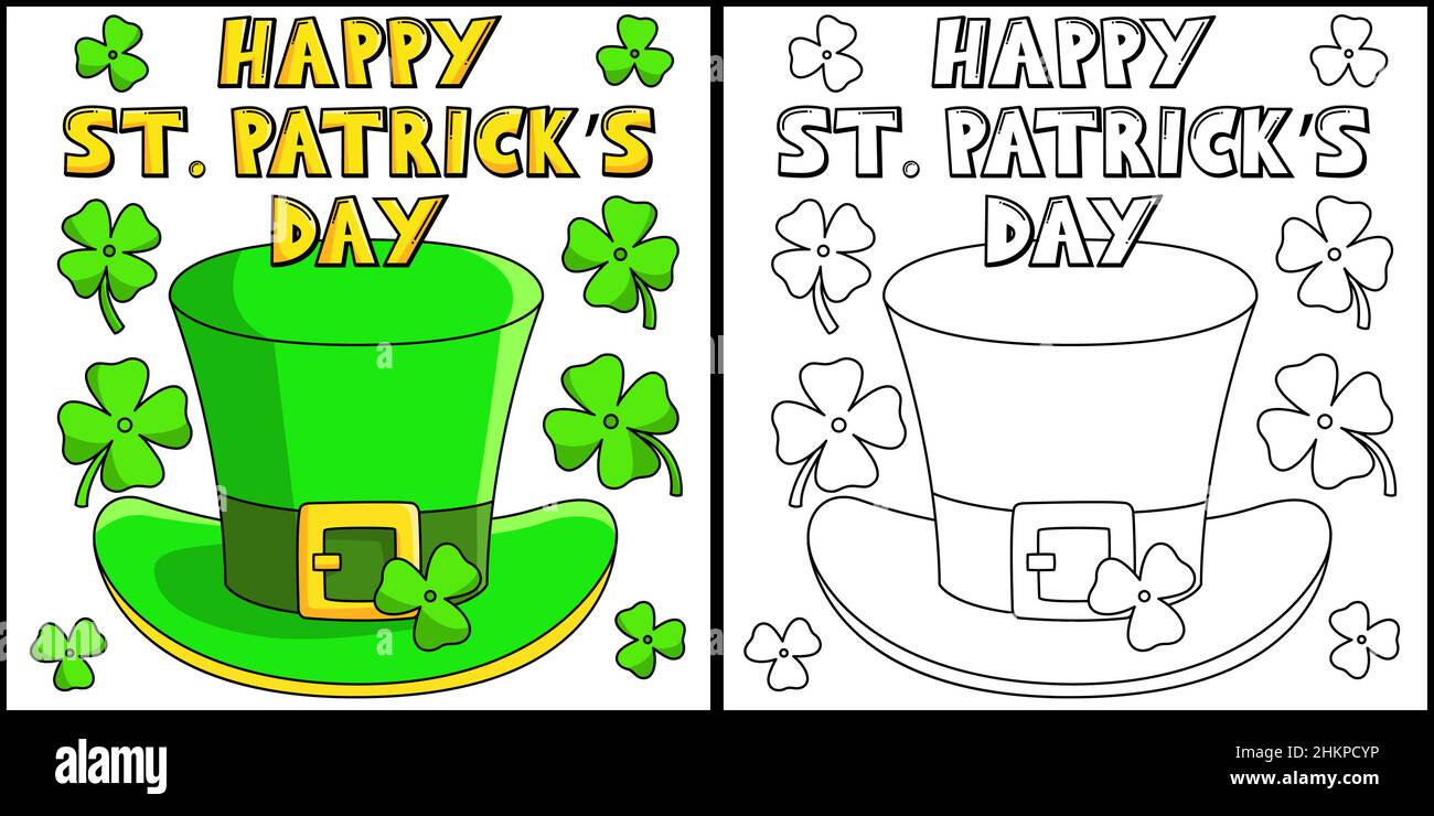 Happy St. Patricks Day Leprechaun Hat Coloring Stock Vector Image & Art ...