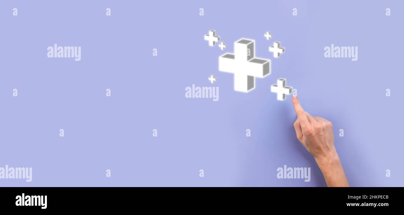 Businessman, man hold in hand offer positive thing such as profit ...