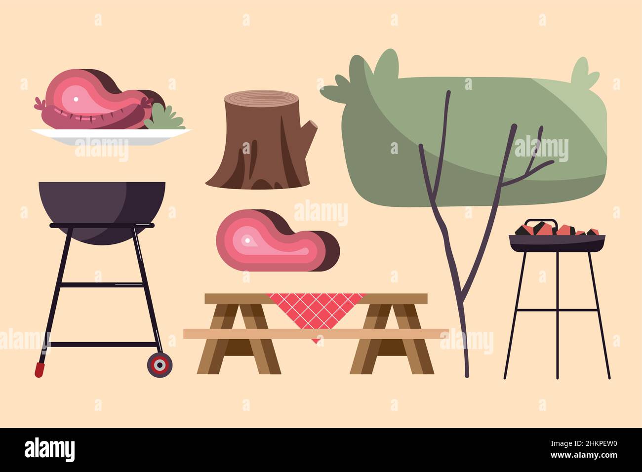seven bbq party set icons Stock Vector Image & Art - Alamy