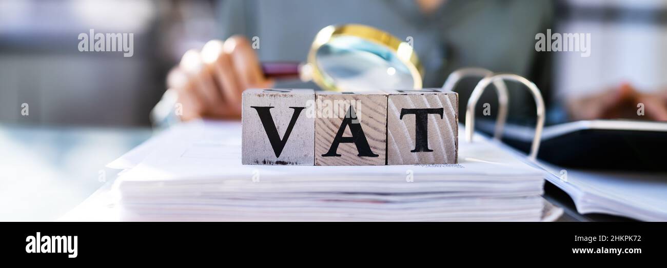 VAT Tax Word And Interest Percentage Sign Stock Photo