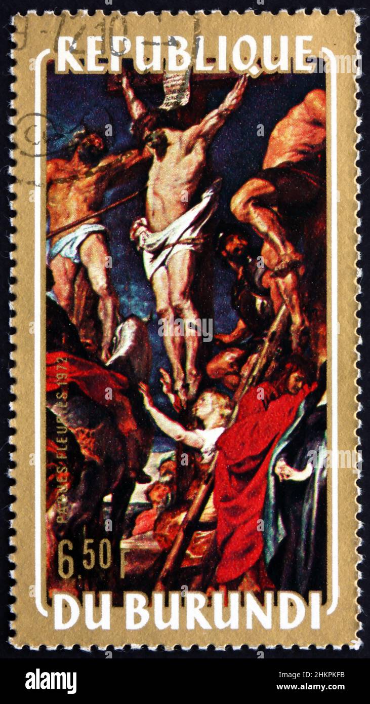 BURUNDI CIRCA 1972 a stamp printed in Burundi shows Crucifixion