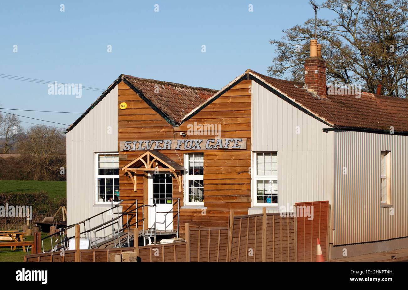The renovated Silver Fox Cafe at Newnham on Severn, Gloucestershire.  The transport cafe served fry ups and breakfasts to the Beatles and other stars. Stock Photo