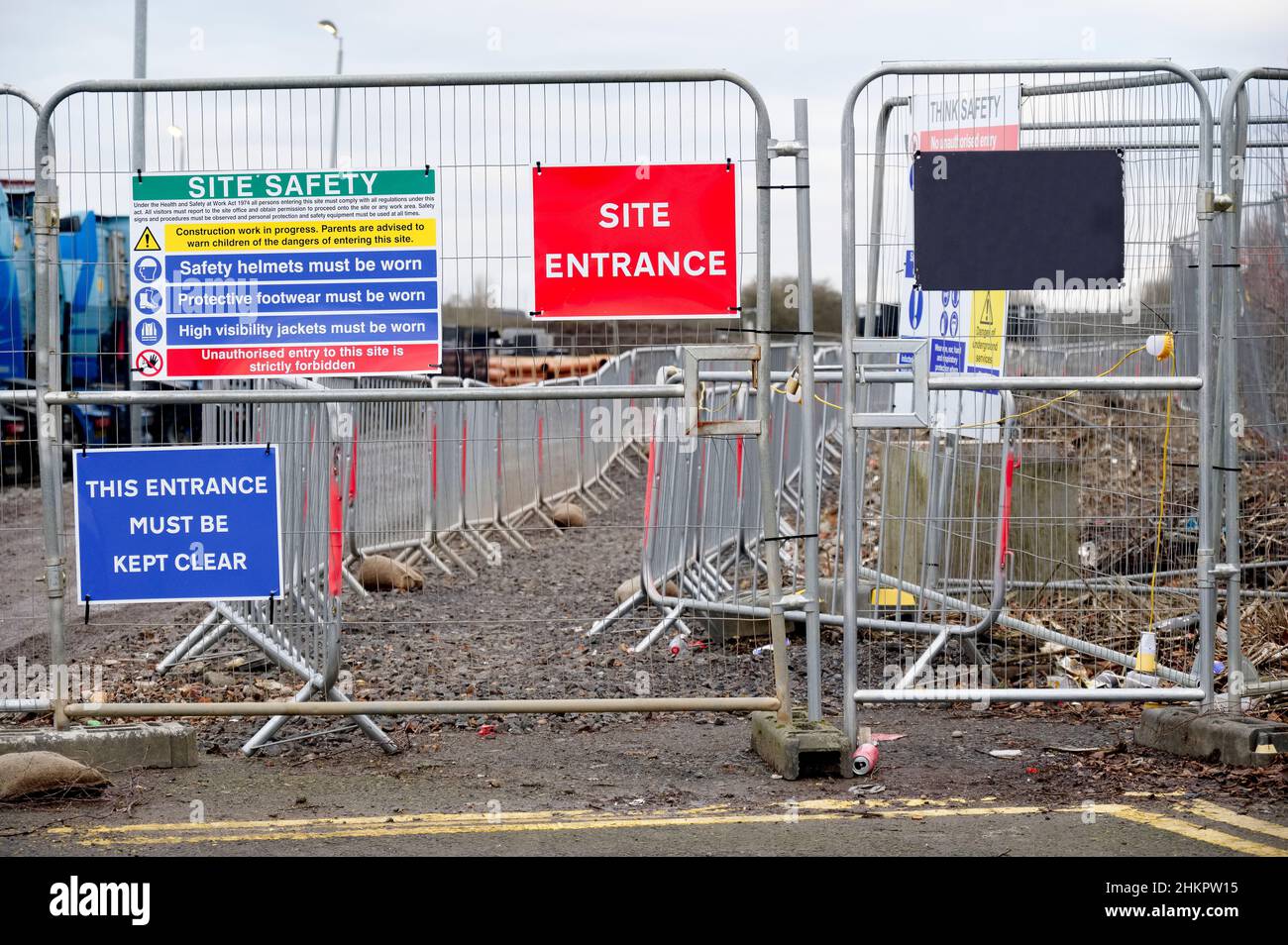 Construction site health and safety message rules sign board signage on