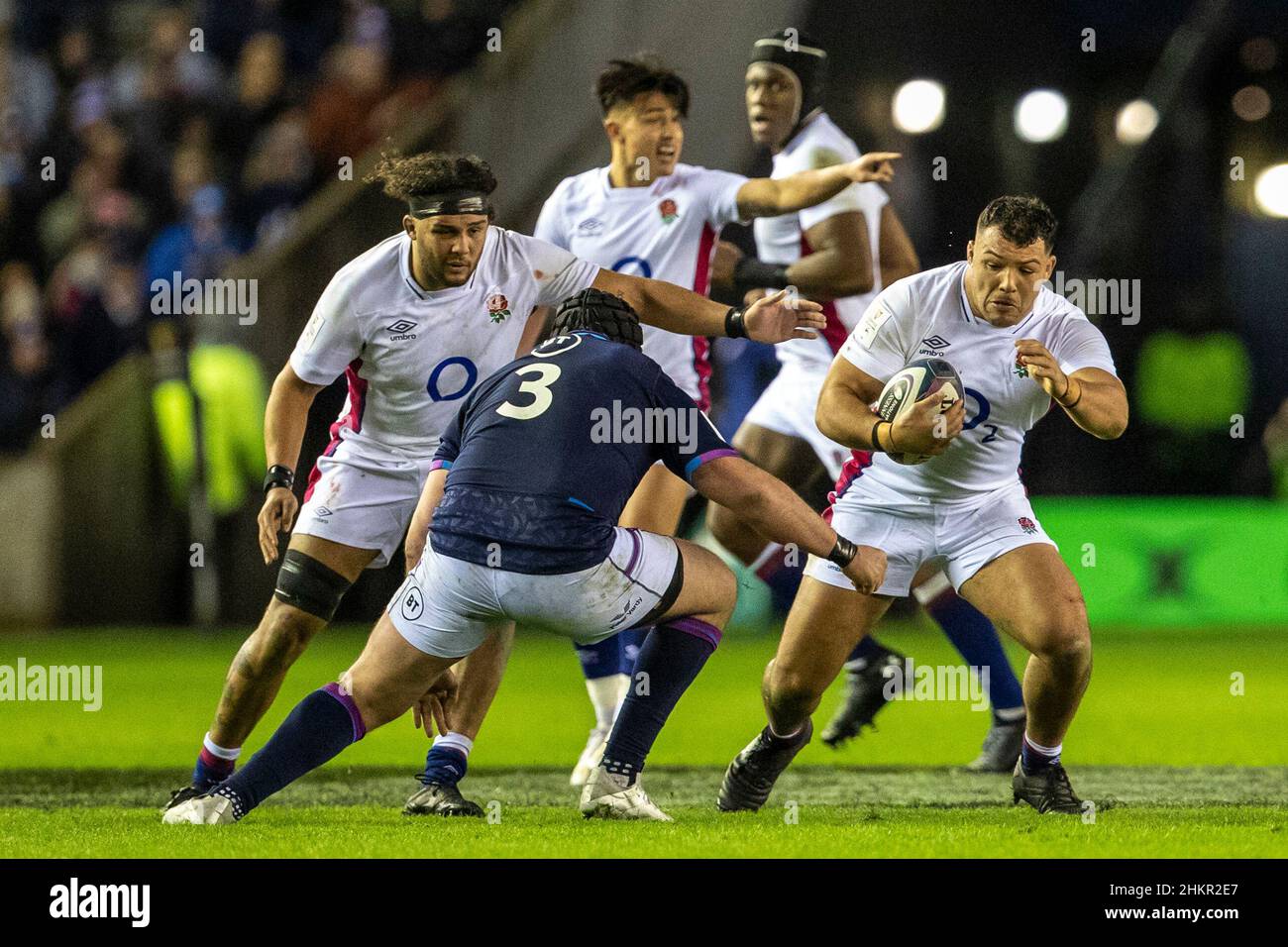 5th February 2022 Murrayfield Stadium, Edinburgh, Scotland; 6-Nations International Rugby, Scotland versus England; Ellis Genge of England is tackled by Zander Fagerson of Scotland Credit Action Plus Sports Images/Alamy Live News