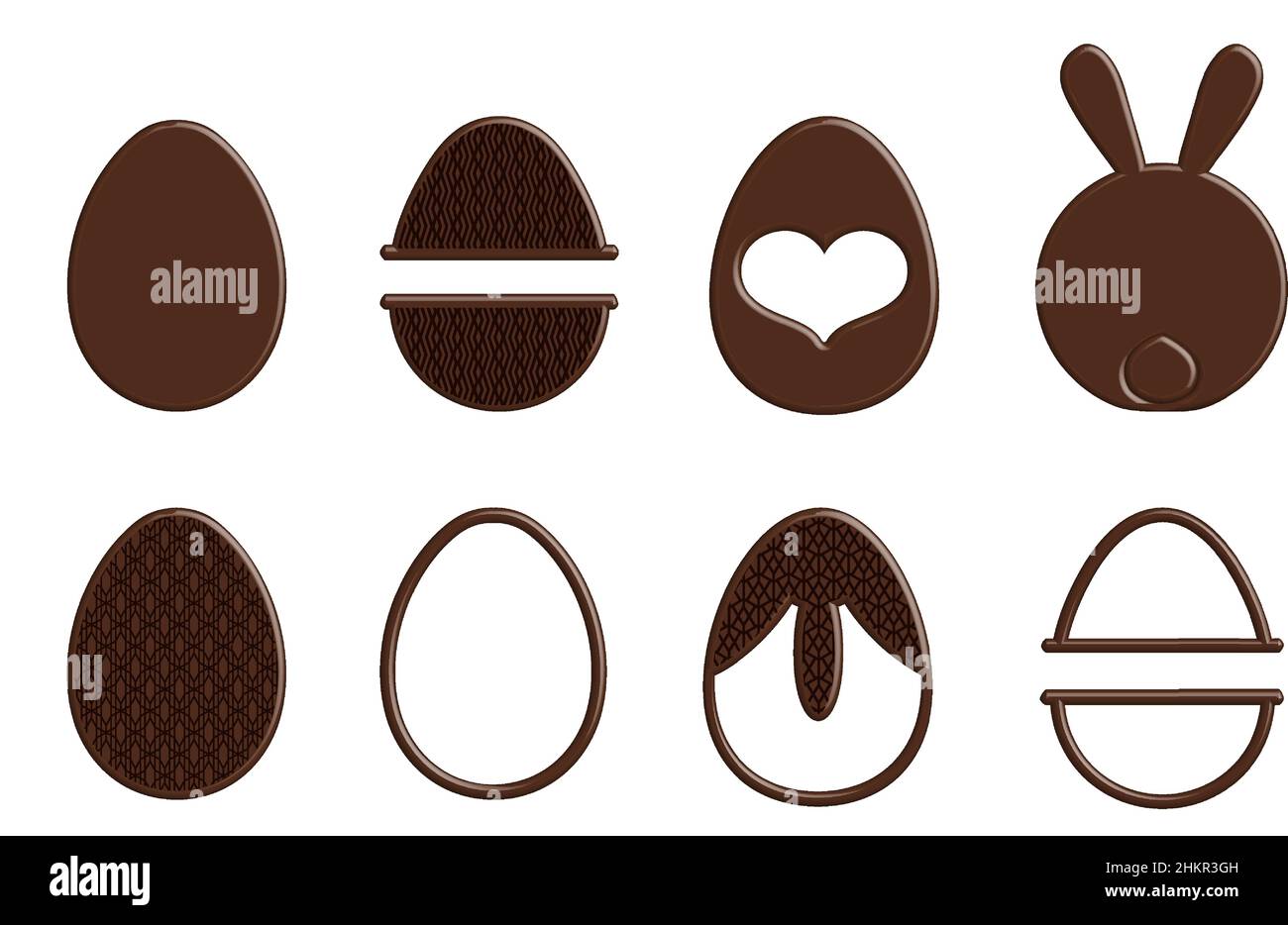 Chocolate Easter Egg set on white background. Vector illuatration Stock Vector