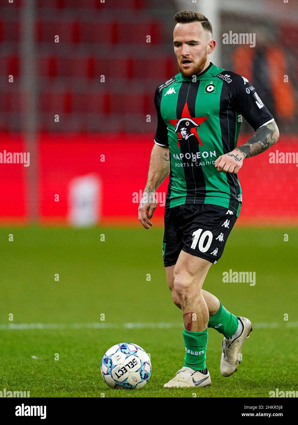 LUIK, BELGIUM - FEBRUARY 5: Dino Hotic of Cercle Brugge during the Jupiler  Pro League match between Standard Liège and Cercle Brugge at Maurice  Dufrasnestadion on February 5, 2022 in Luik, Belgium (