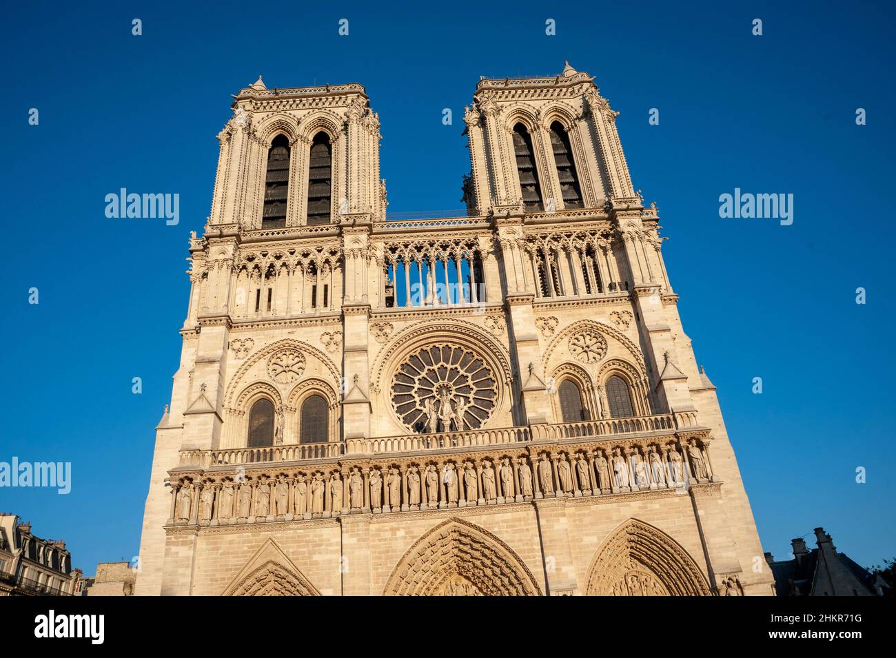 Paris, France, Front, Facade, Cathédrale Notre Dame de Paris avant ...