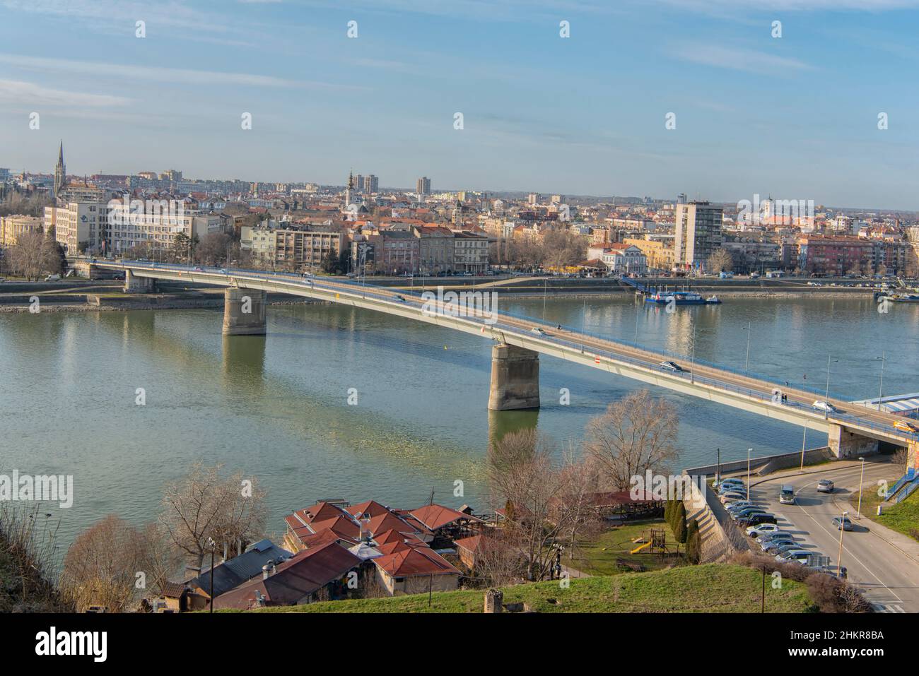 Varadin Bridge in Novi Sad, Serbia Stock Photo