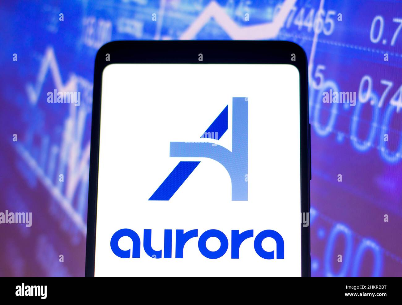 In this photo illustration the Aurora Innovation logo seen displayed on