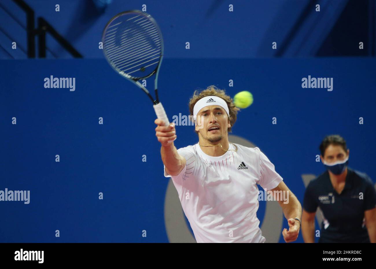 Alexander Zverev of Germany during his match against Mikael Ymer of Sweden during the semi-finals at the Open Sud de France 2022, ATP 250 tennis tournament on February 5, 2022 at Sud