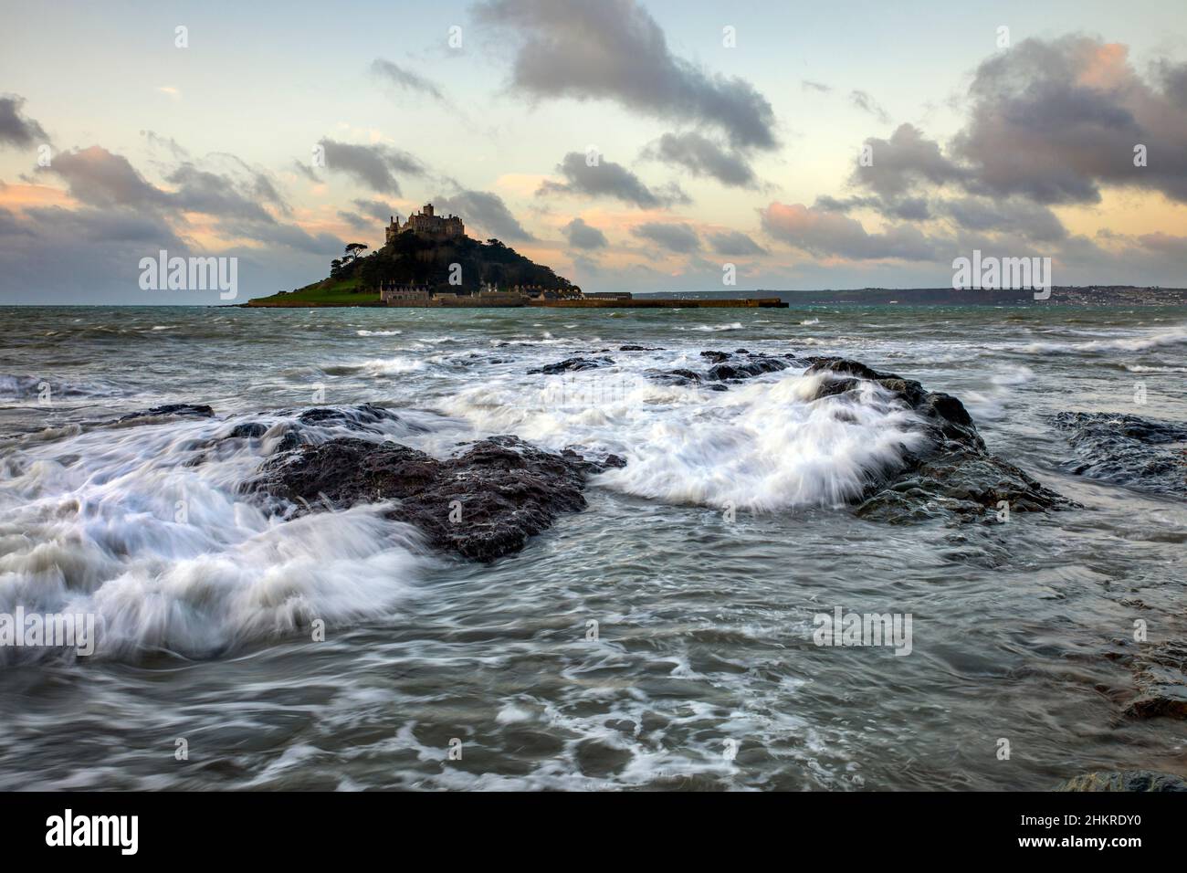 St Michael's Mount; High Tide; Cornwall; UK Stock Photo