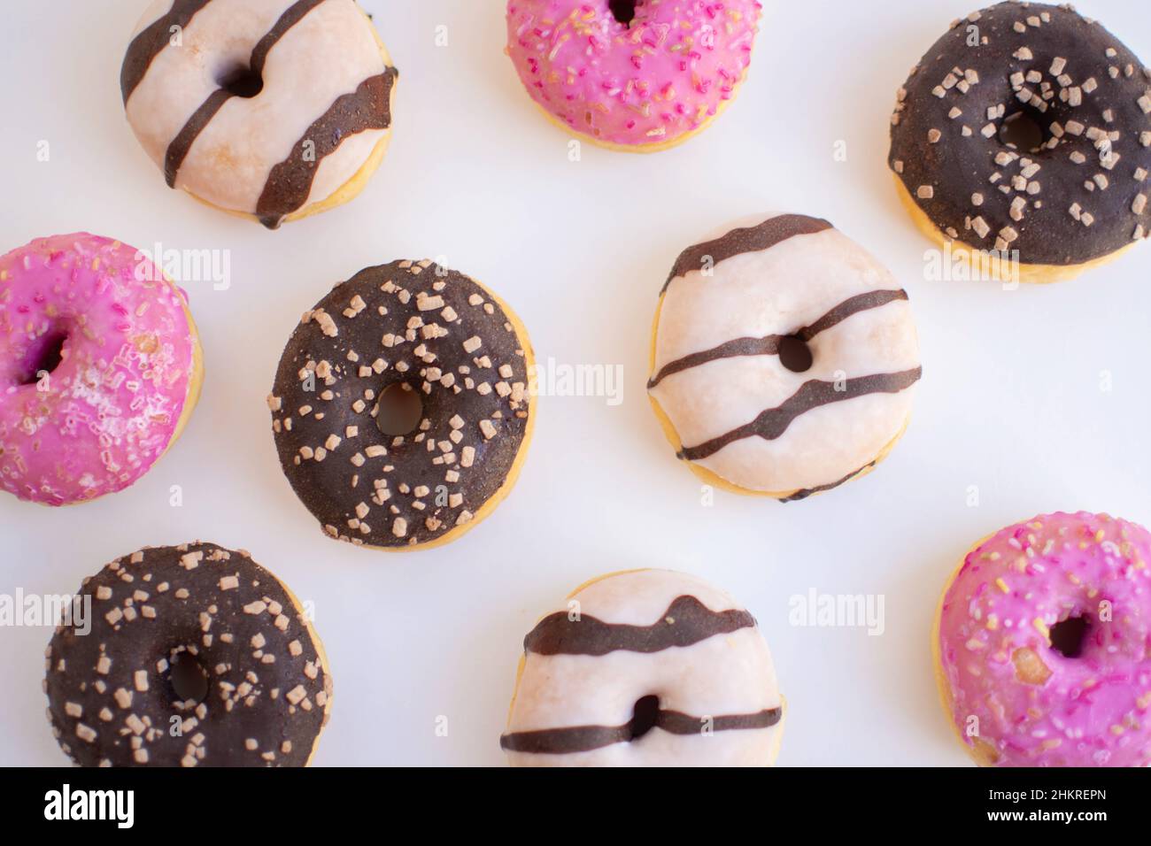 Colorful and sweet glazed donuts Stock Photo